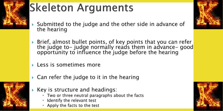 skeleton argument for a case summary judgment